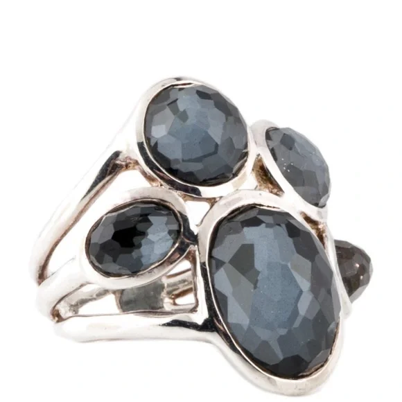 Ippolita Hematine & Quartz Doublet Wonderland Silver Cocktail Ring SZ:7 - Picture 1 of 4